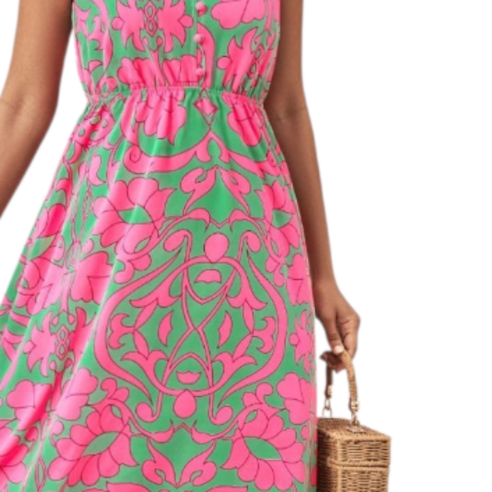 Floral V-Neck Cap Sleeve Dress - Picture 9 of 9
